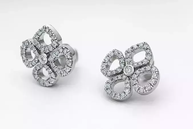 Flower earrings with diamonds Model 8000