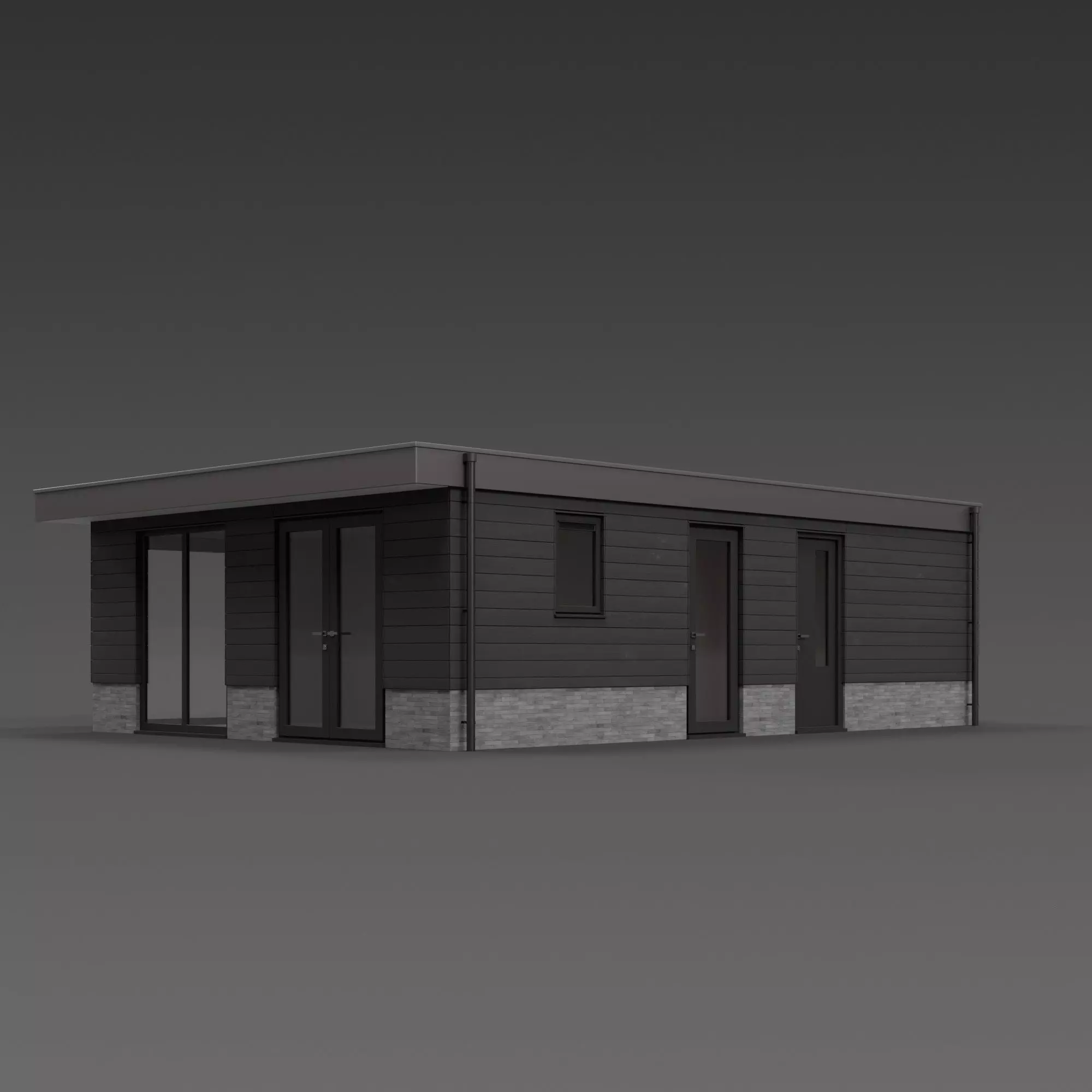 Modern Flat-Roof Building Free 3D model