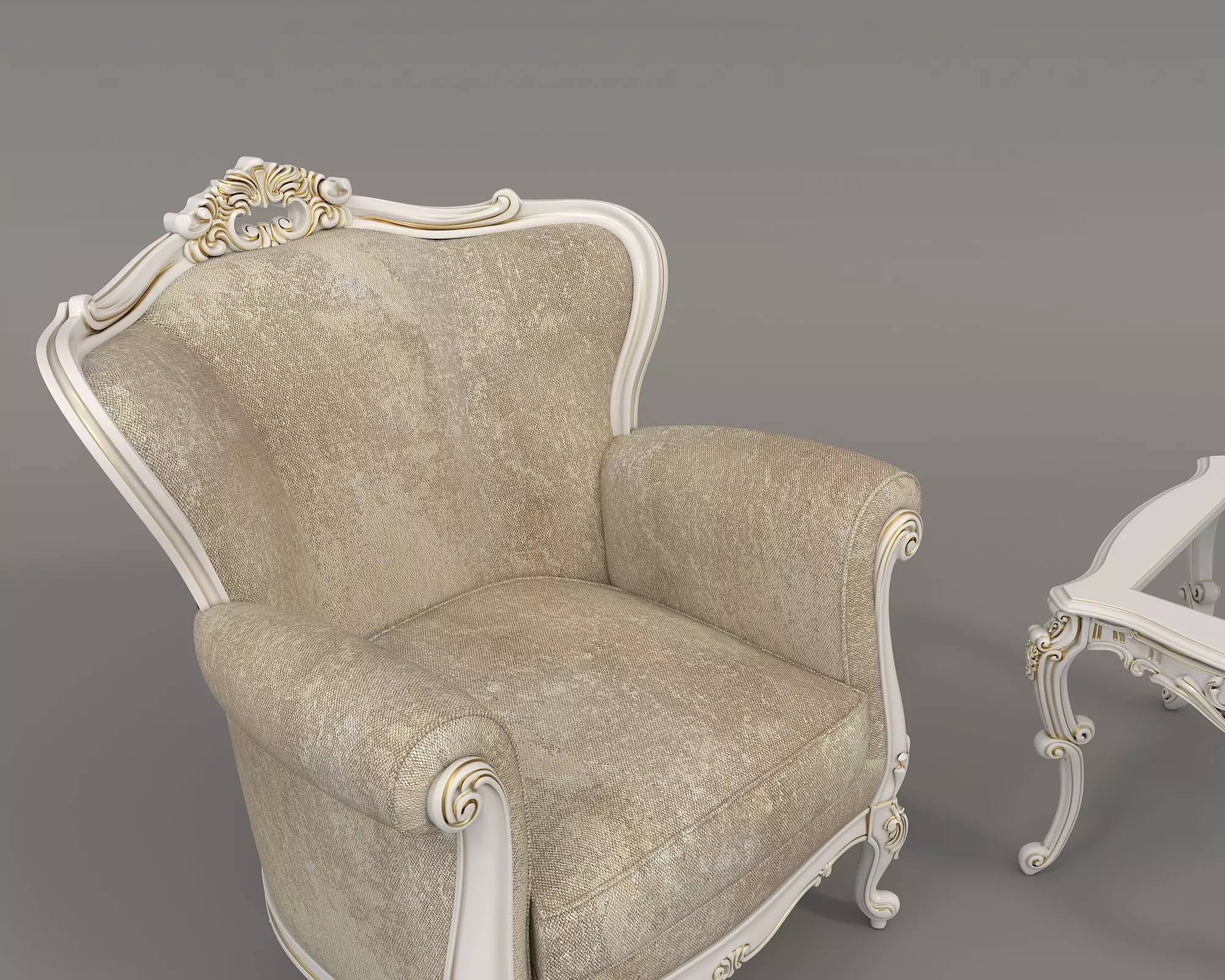 Classic European Style Coffee Table and Armchair 27 3D model_7