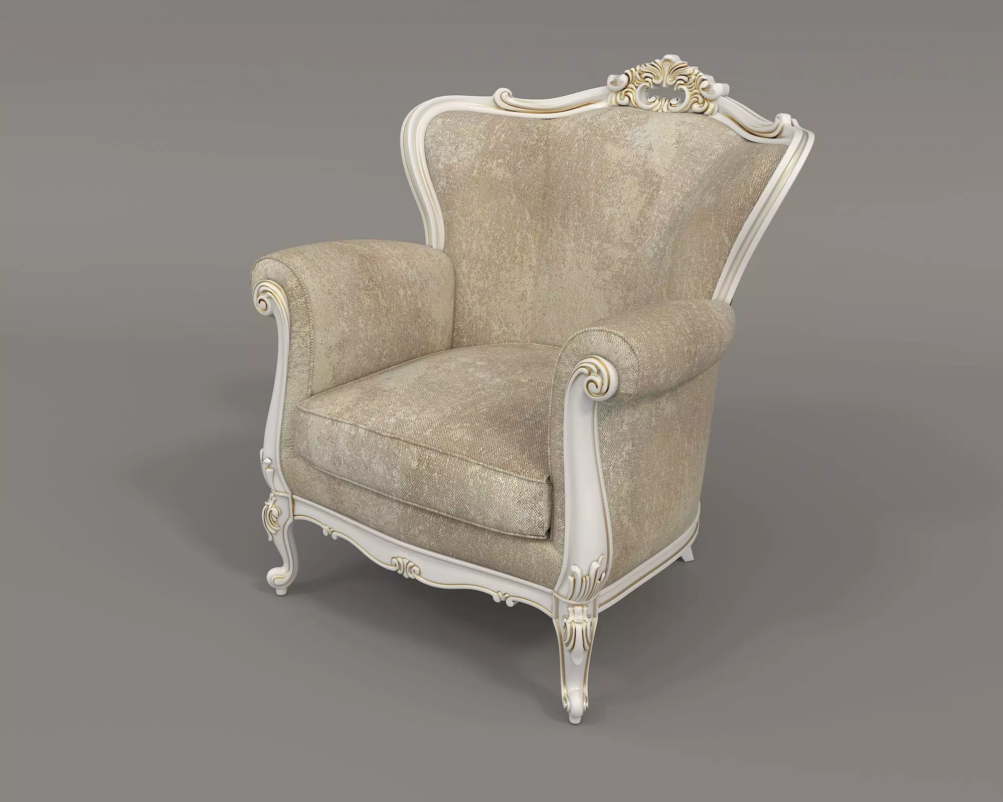 Classic European Style Coffee Table and Armchair 27 3D model_3