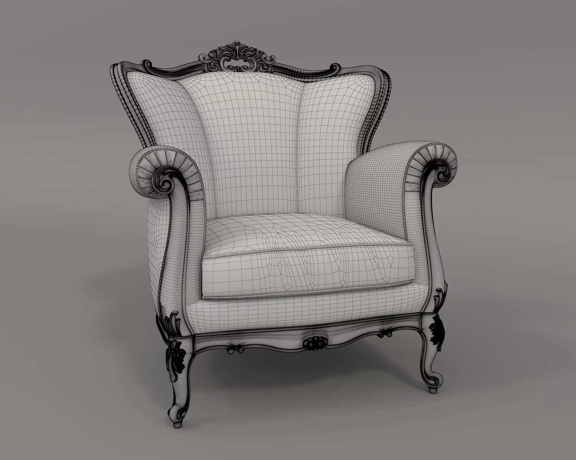 Classic European Style Coffee Table and Armchair 27 3D model_9