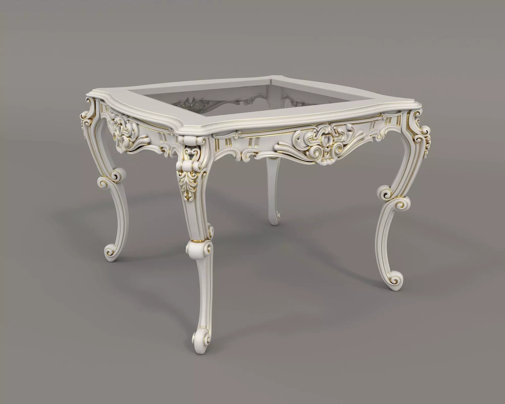 Classic European Style Coffee Table and Armchair 27 3D model_4