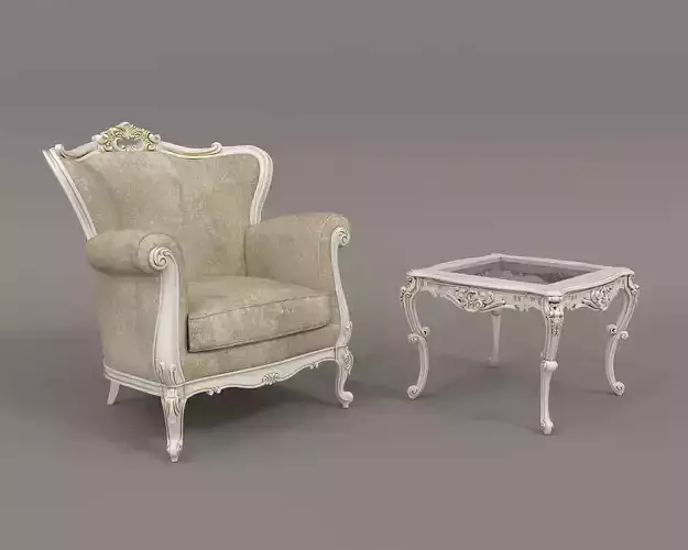 Classic European Style Coffee Table and Armchair 27