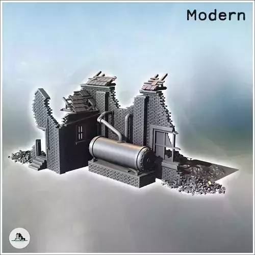 Factory ruin with a large tank and brick walls version with and 