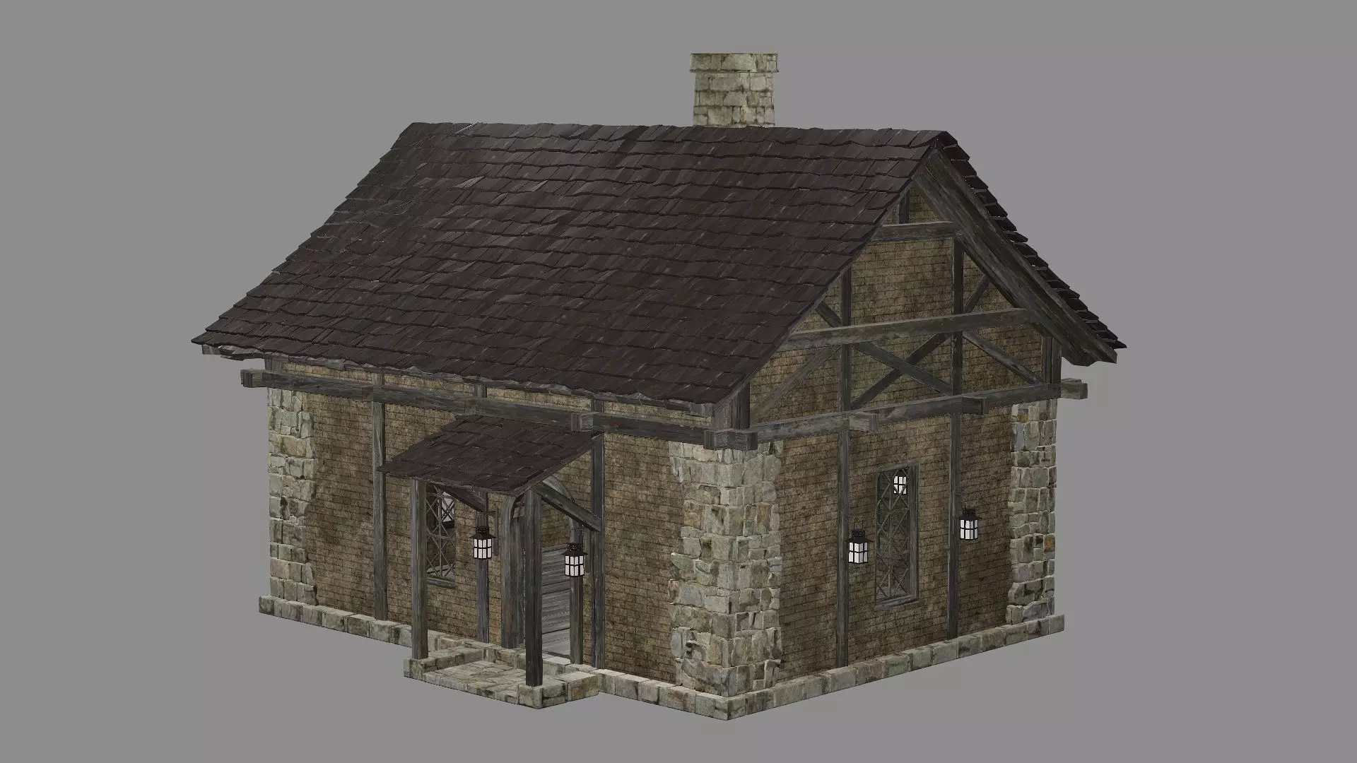 Medieval Viking House 10 Game Ready Low-poly 3D Model Low-poly 3D model_0