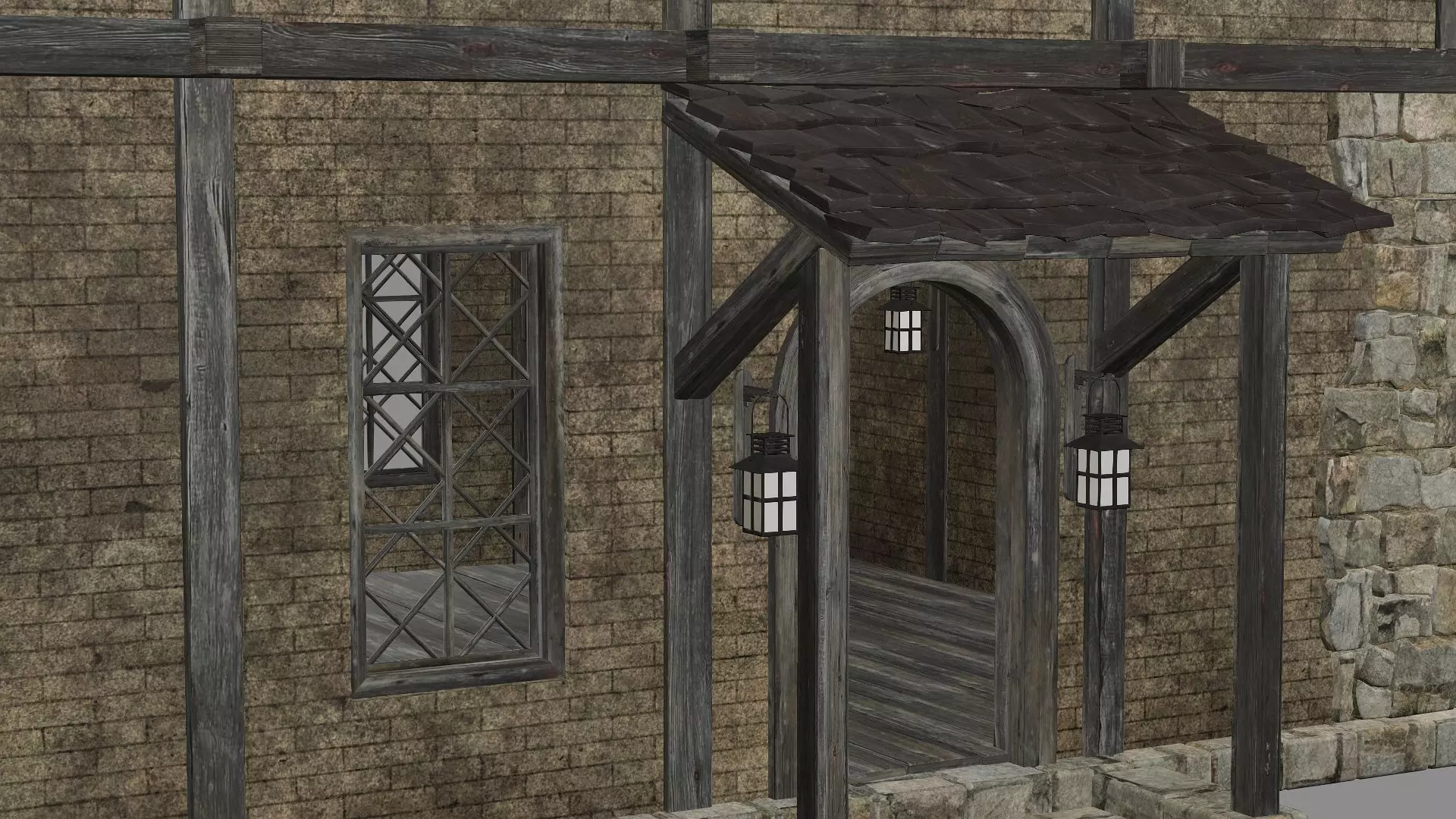 Medieval Viking House 10 Game Ready Low-poly 3D Model Low-poly 3D model_7