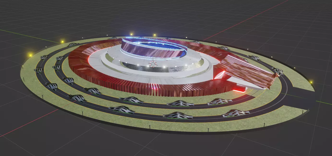 Futuristic Concept Stadium  SciFi Architectural 3D Model 3D model_3