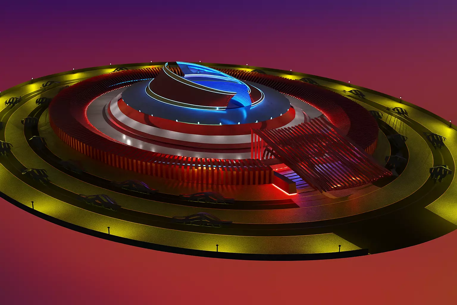 Futuristic Concept Stadium  SciFi Architectural 3D Model 3D model_0