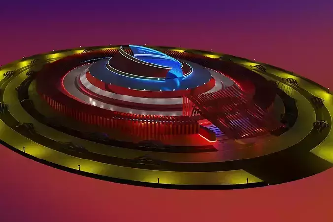 Futuristic Concept Stadium  SciFi Architectural 3D Model 3D model