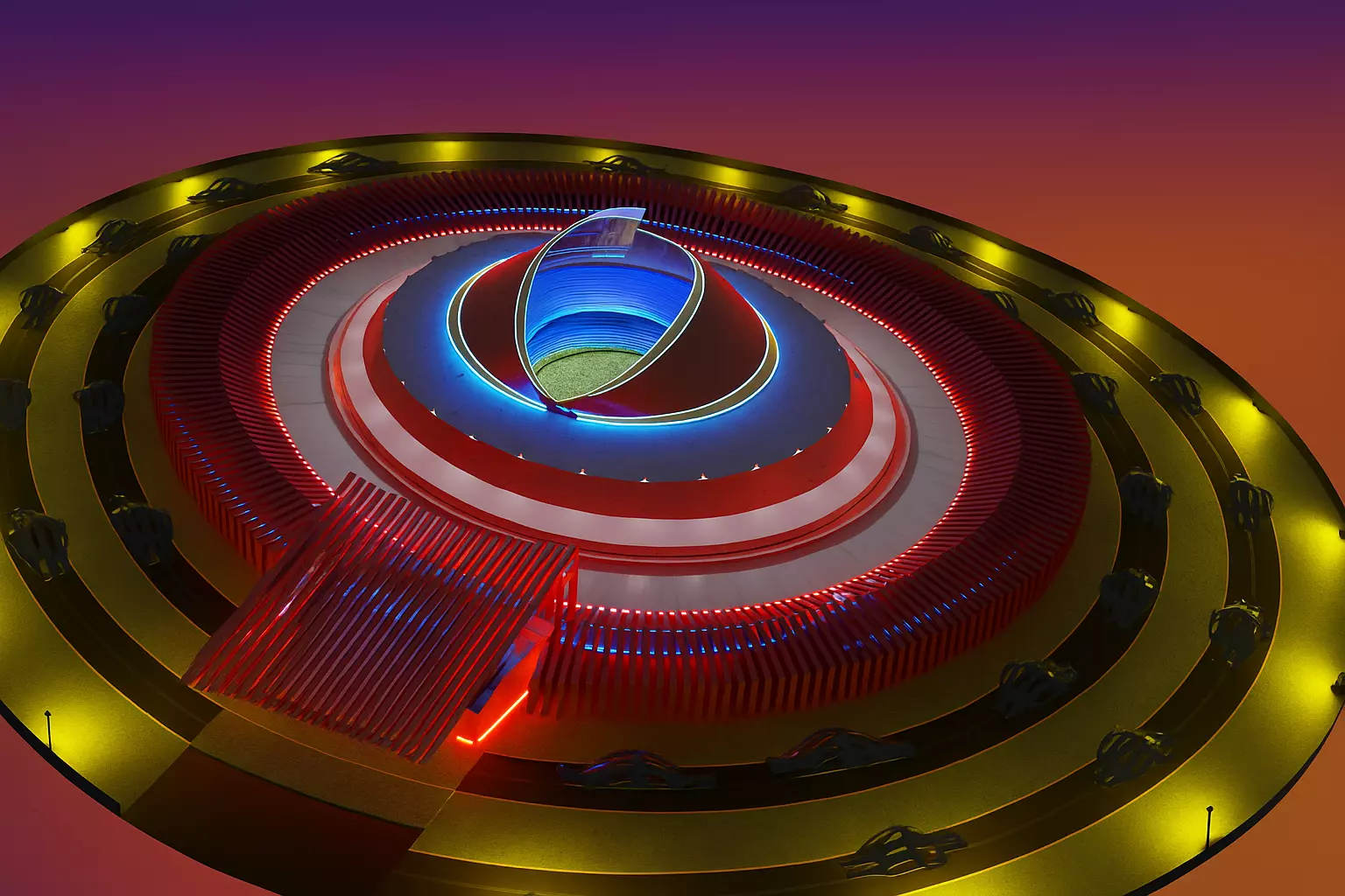 Futuristic Concept Stadium  SciFi Architectural 3D Model 3D model_1