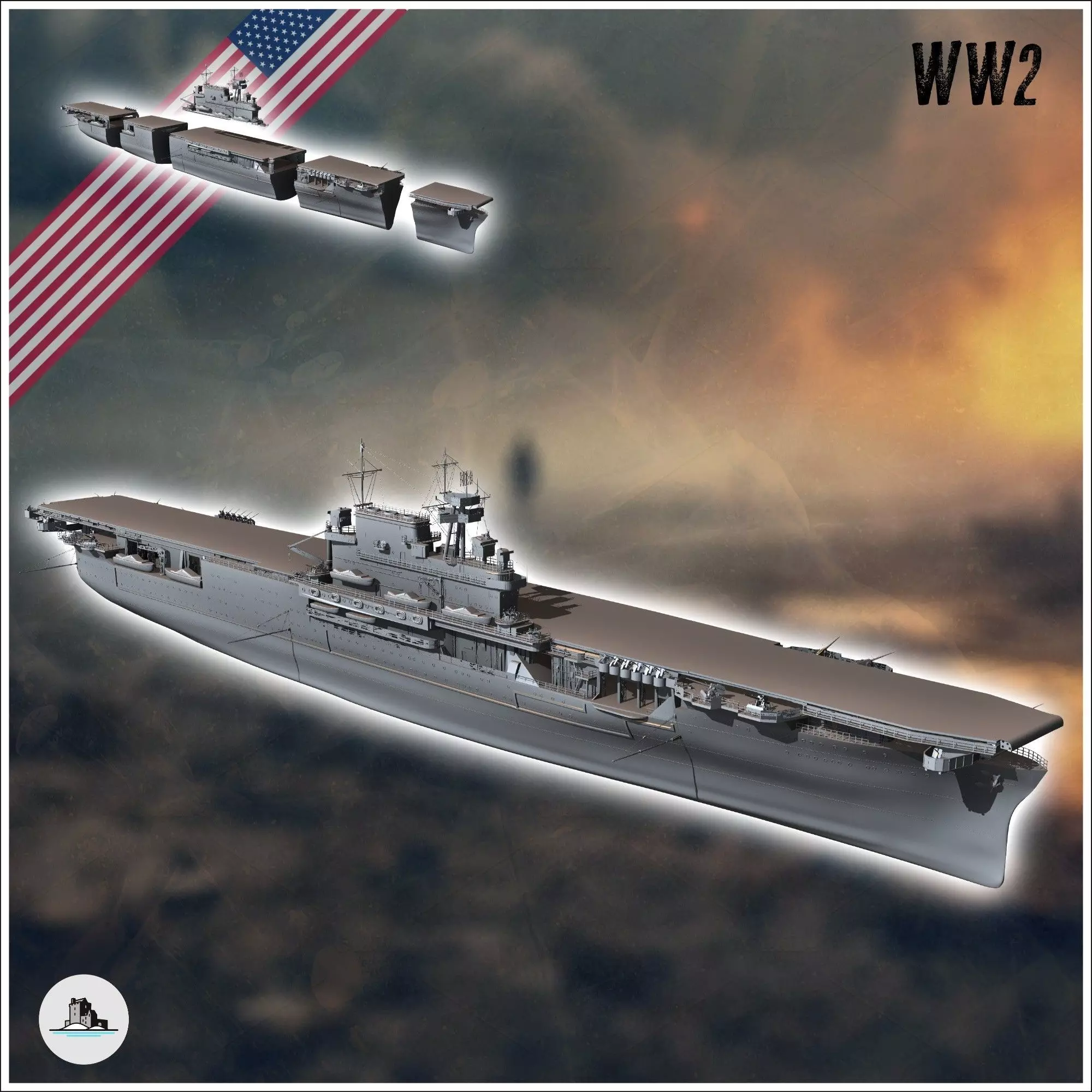 USS Yorktown CV CVA CVS-10 US aircraft carrier Essex class - USA 3D print model_0