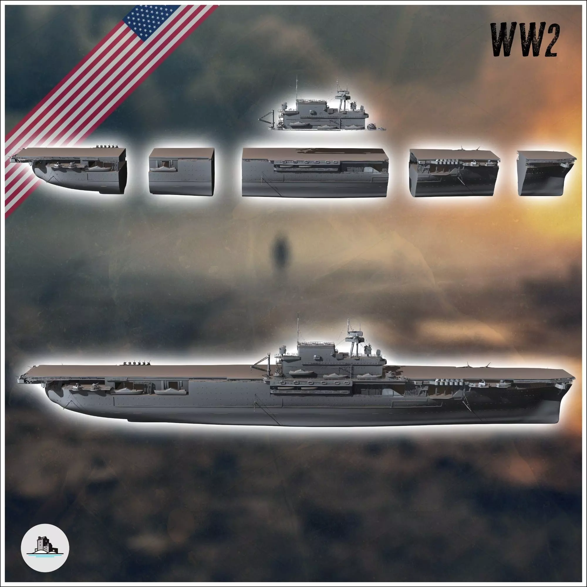 USS Yorktown CV CVA CVS-10 US aircraft carrier Essex class - USA 3D print model_1