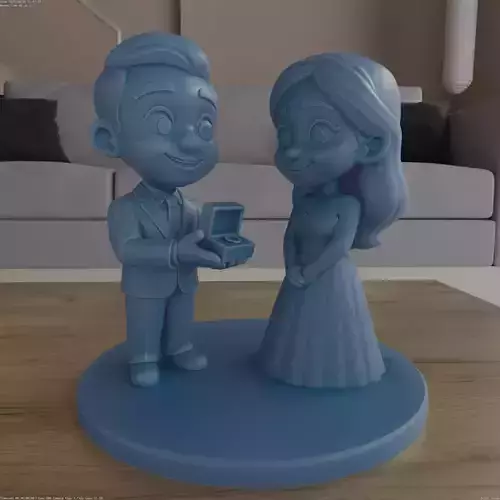Wedding Couple Figurine STL 3D Print Model