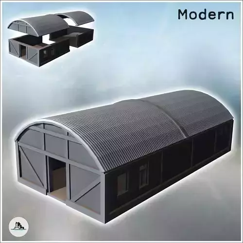 Storage hangar with curved roof and multiple windows 4 - Modern 