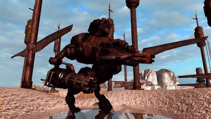 Abandoned Science Fiction Terraforming Base Low-poly 3D model