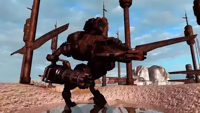 Abandoned Science Fiction Terraforming Base Low-poly 3D model