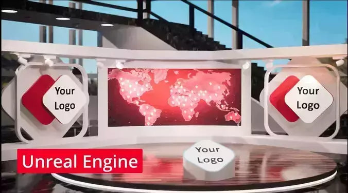 3D TV Studio Fully Textured UV Mapped  