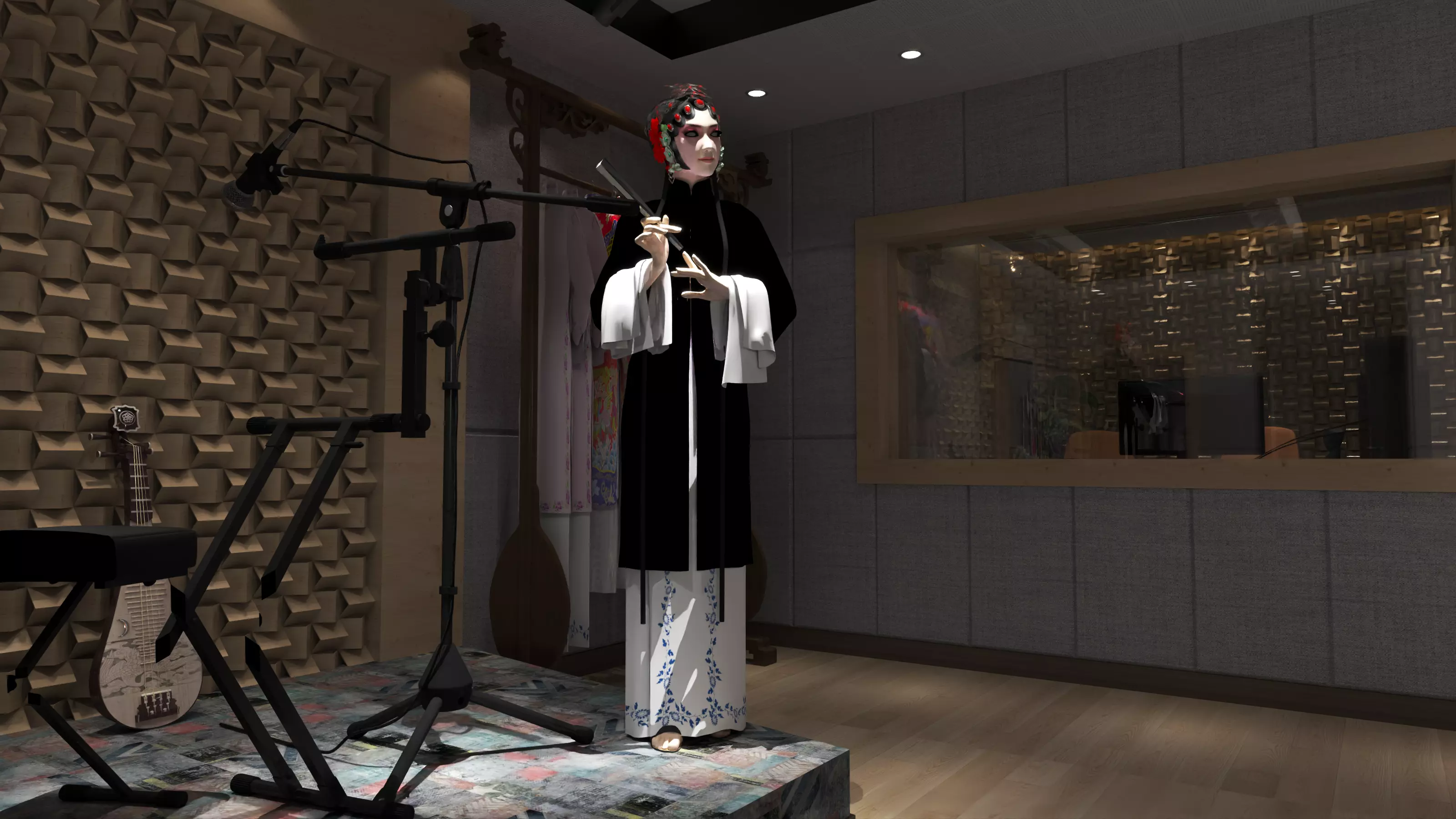 Recording Studio Music booth Low-poly 3D model_5
