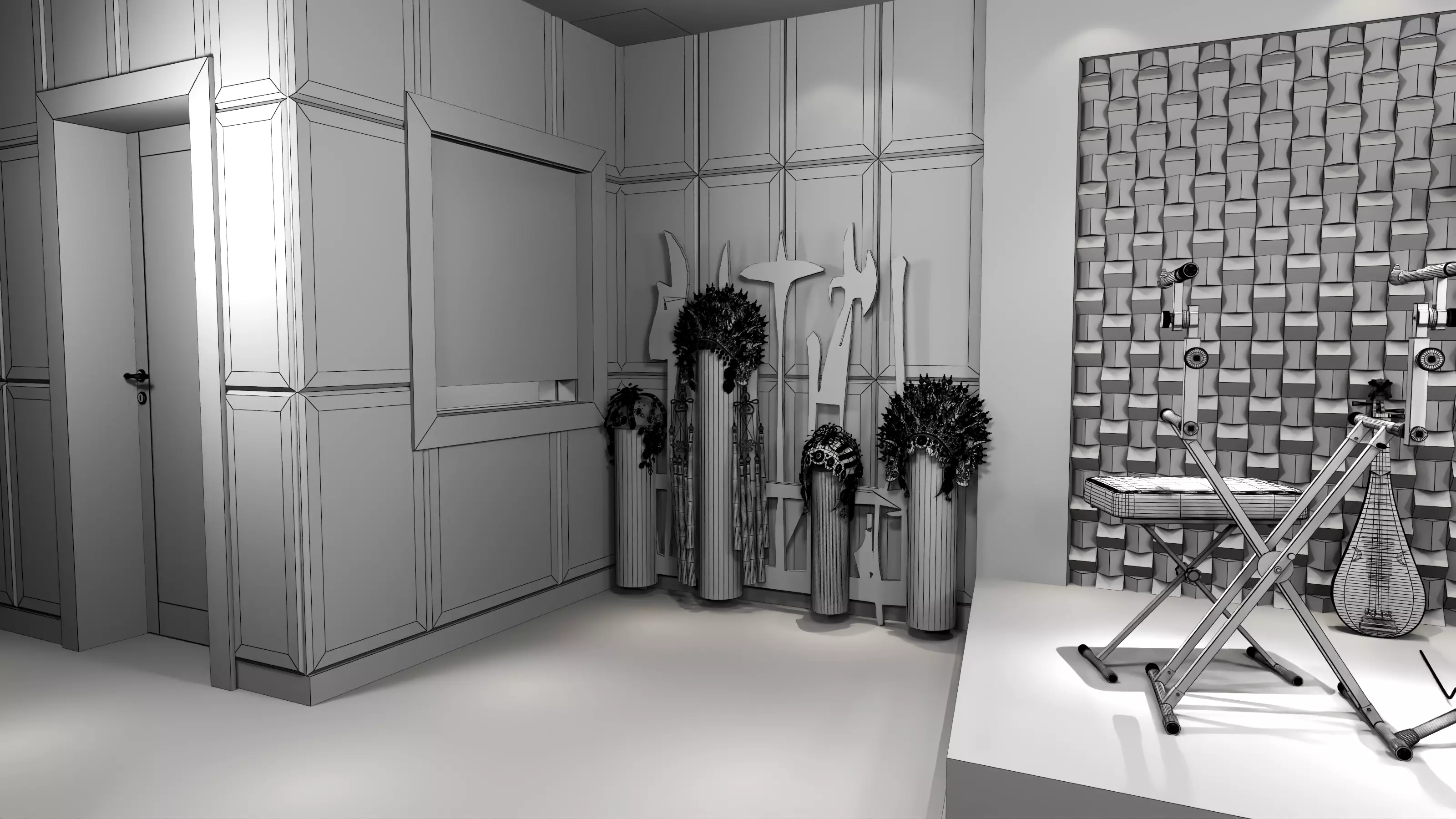 Recording Studio Music booth Low-poly 3D model_12