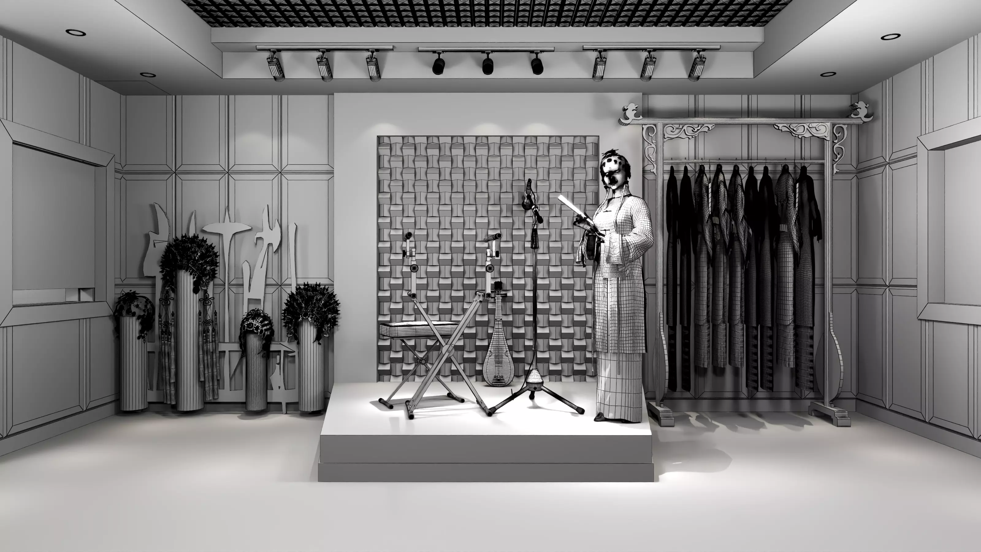 Recording Studio Music booth Low-poly 3D model_16