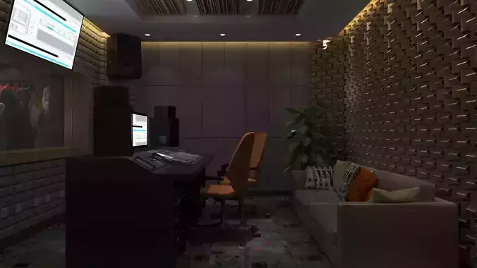 Recording Studio Music booth Low-poly 3D model Recording Studio Music booth Low-poly 3D model