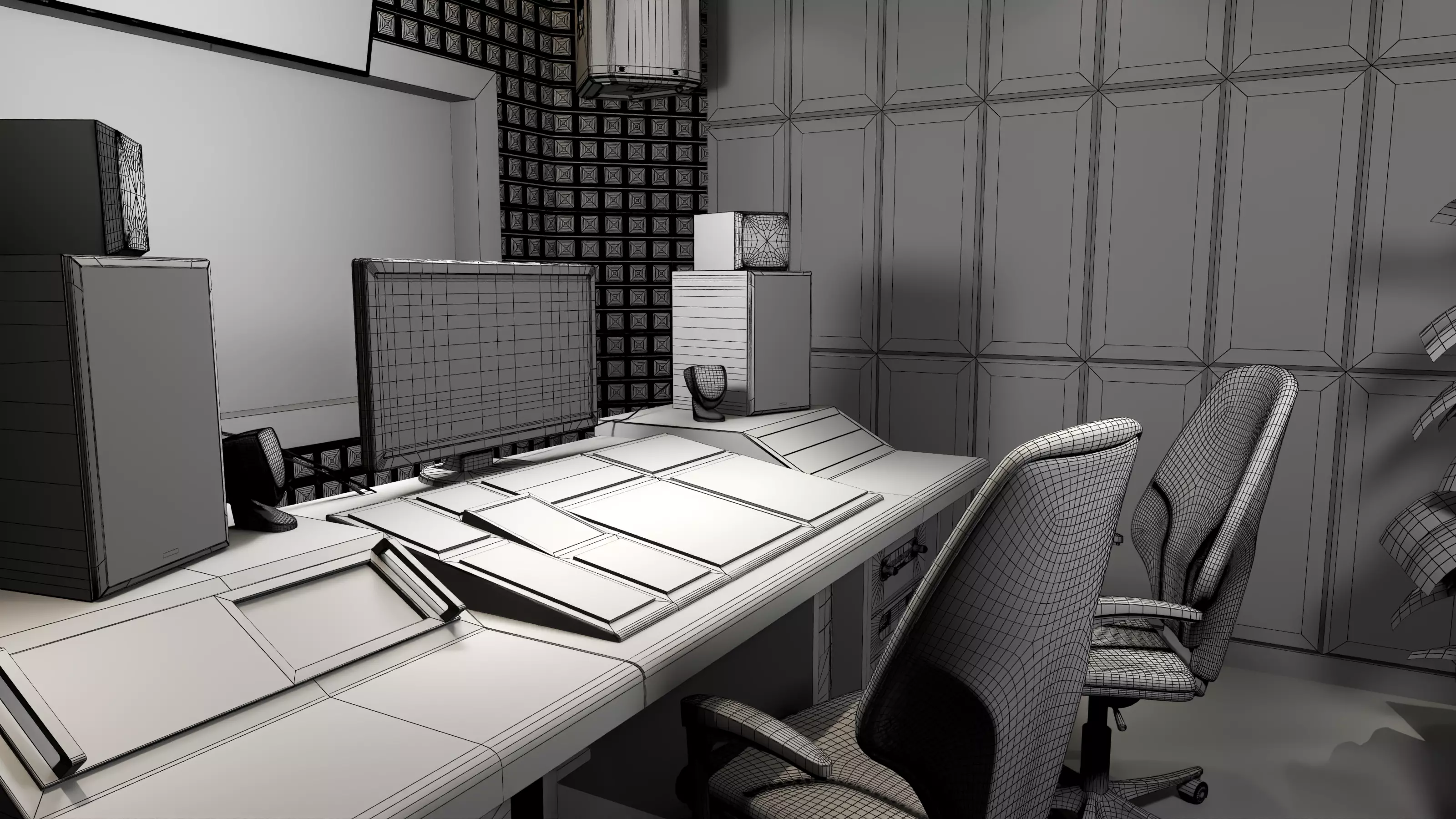 Recording Studio Music booth Low-poly 3D model_10