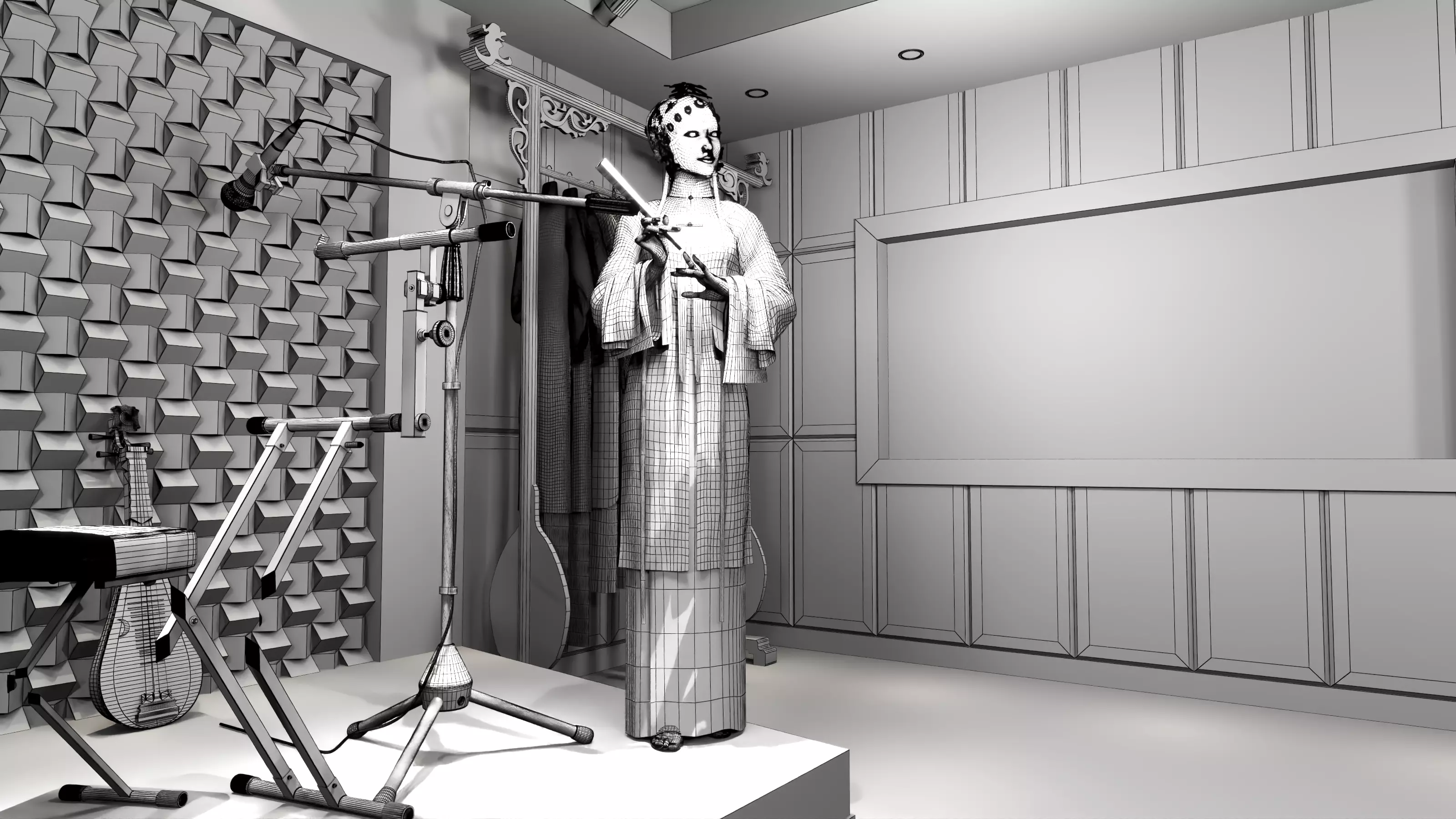 Recording Studio Music booth Low-poly 3D model_11