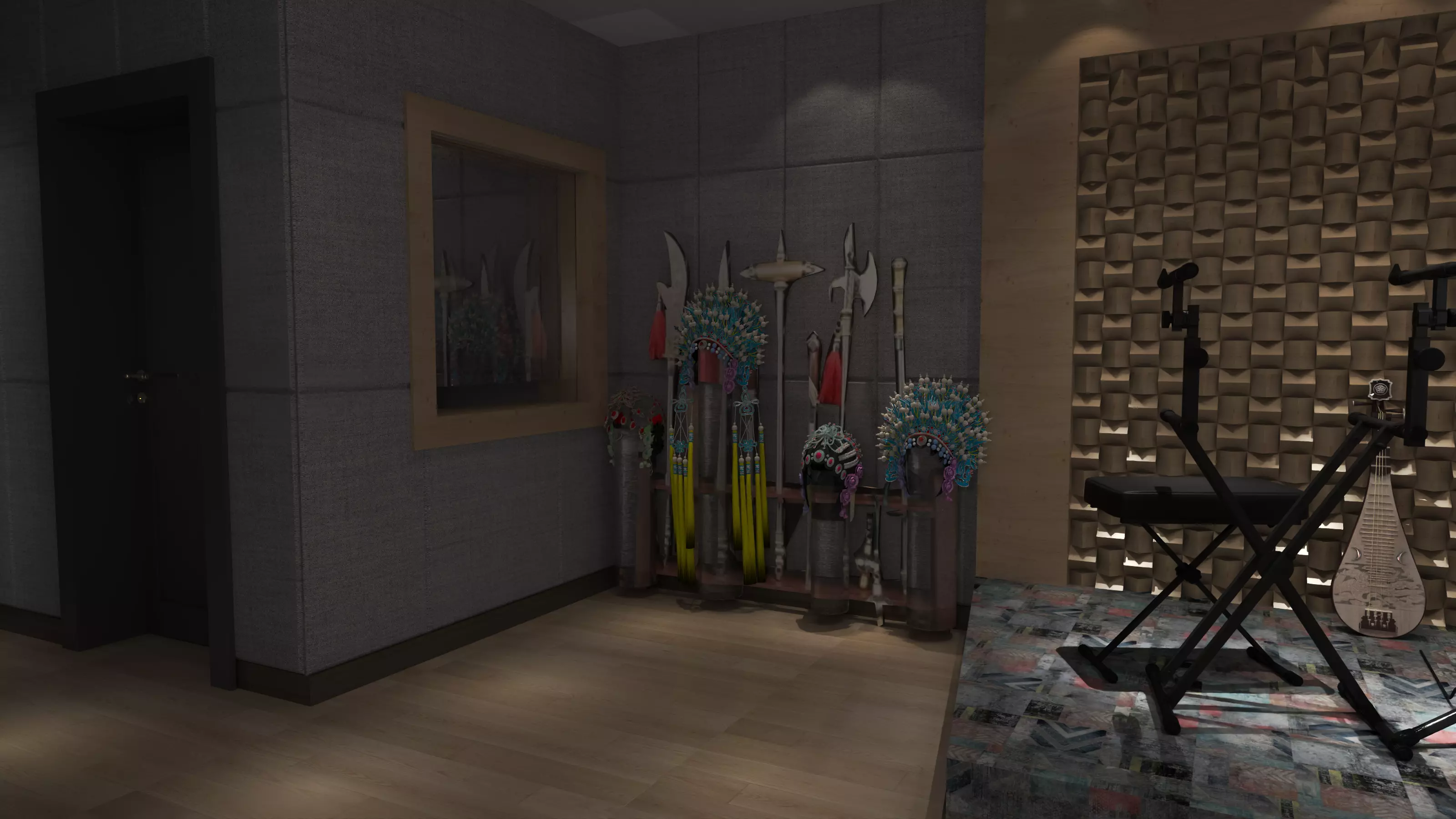 Recording Studio Music booth Low-poly 3D model_7