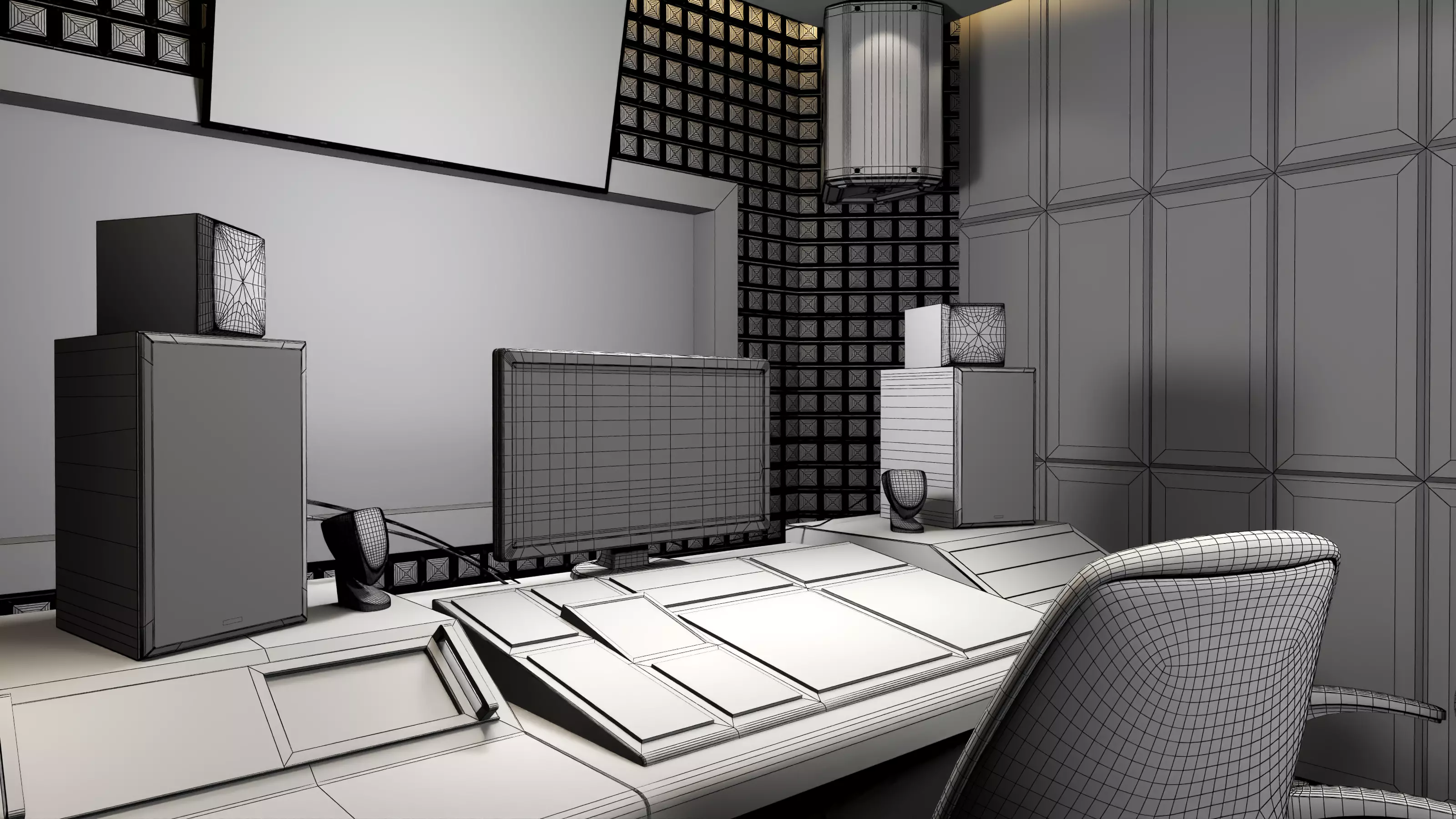 Recording Studio Music booth Low-poly 3D model_13