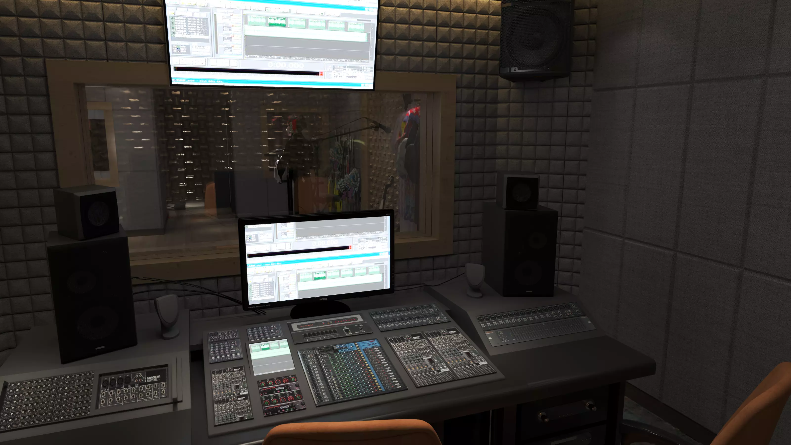 Recording Studio Music booth Low-poly 3D model_3