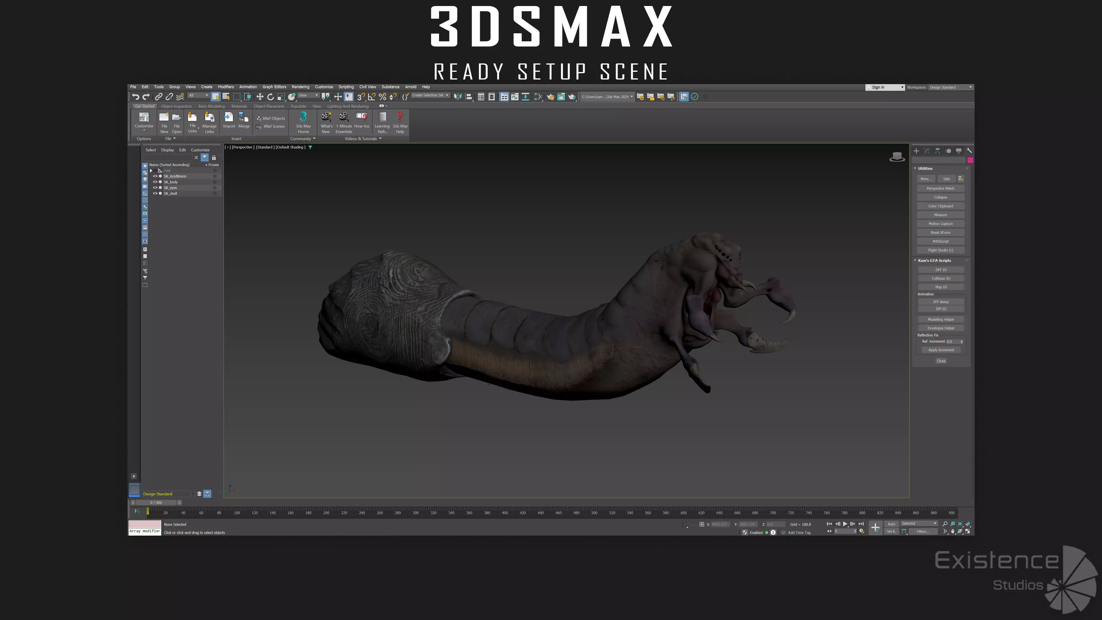 Abyssal Acid Worm - Shell Creature - 79 Low-poly 3D model_13