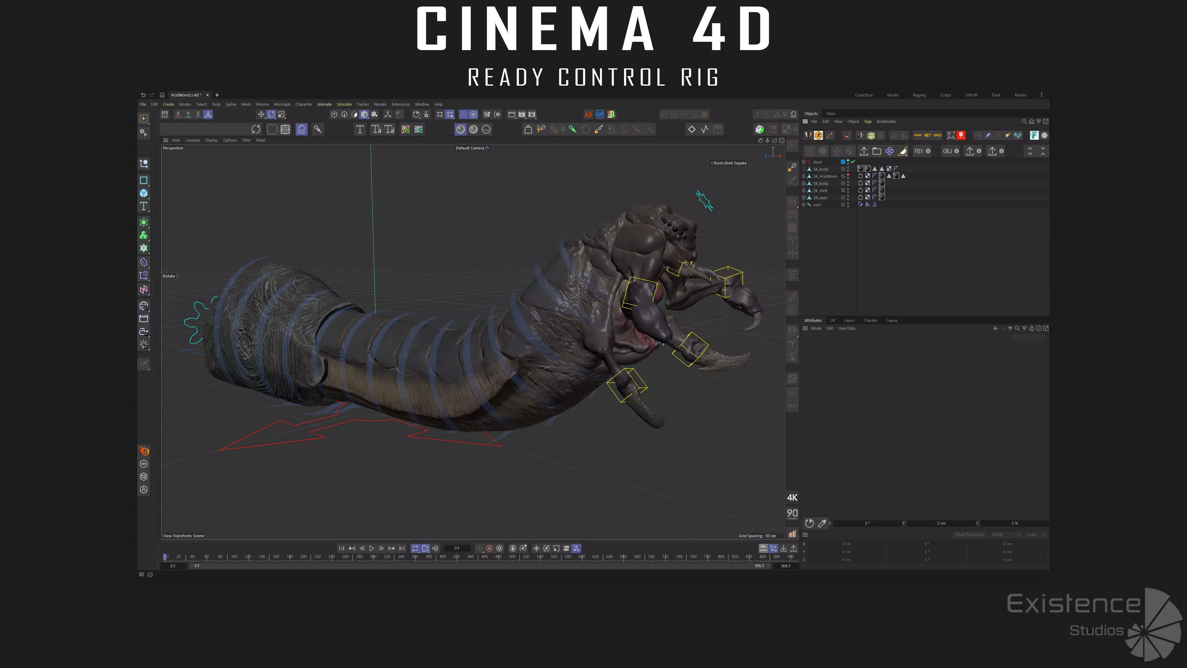 Abyssal Acid Worm - Shell Creature - 79 Low-poly 3D model_10