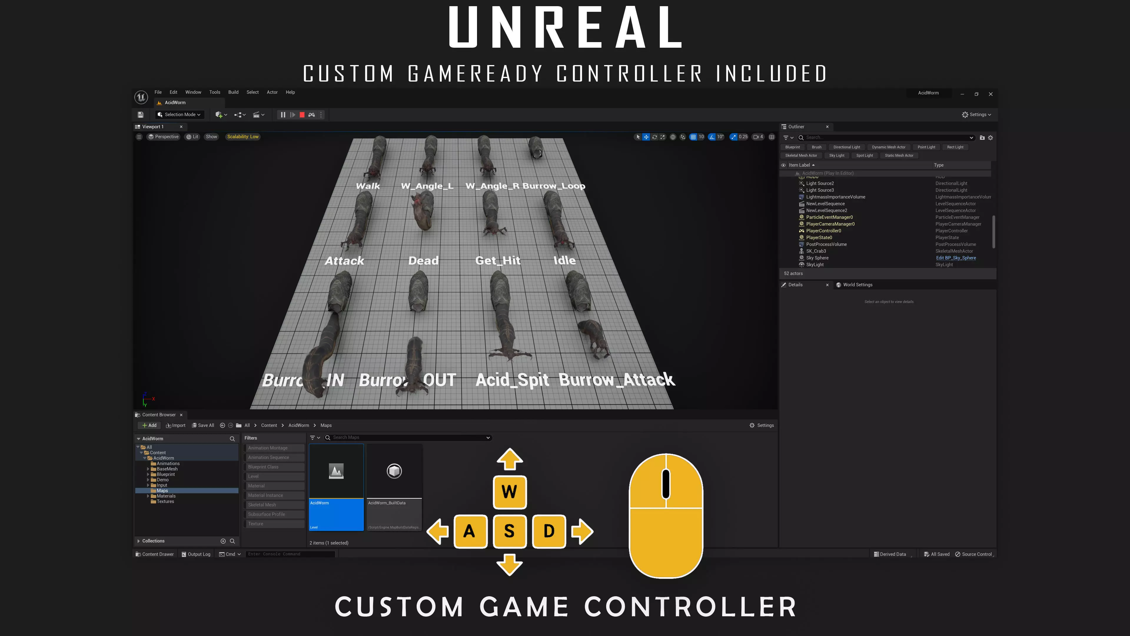 Abyssal Acid Worm - Shell Creature - 79 Low-poly 3D model_16