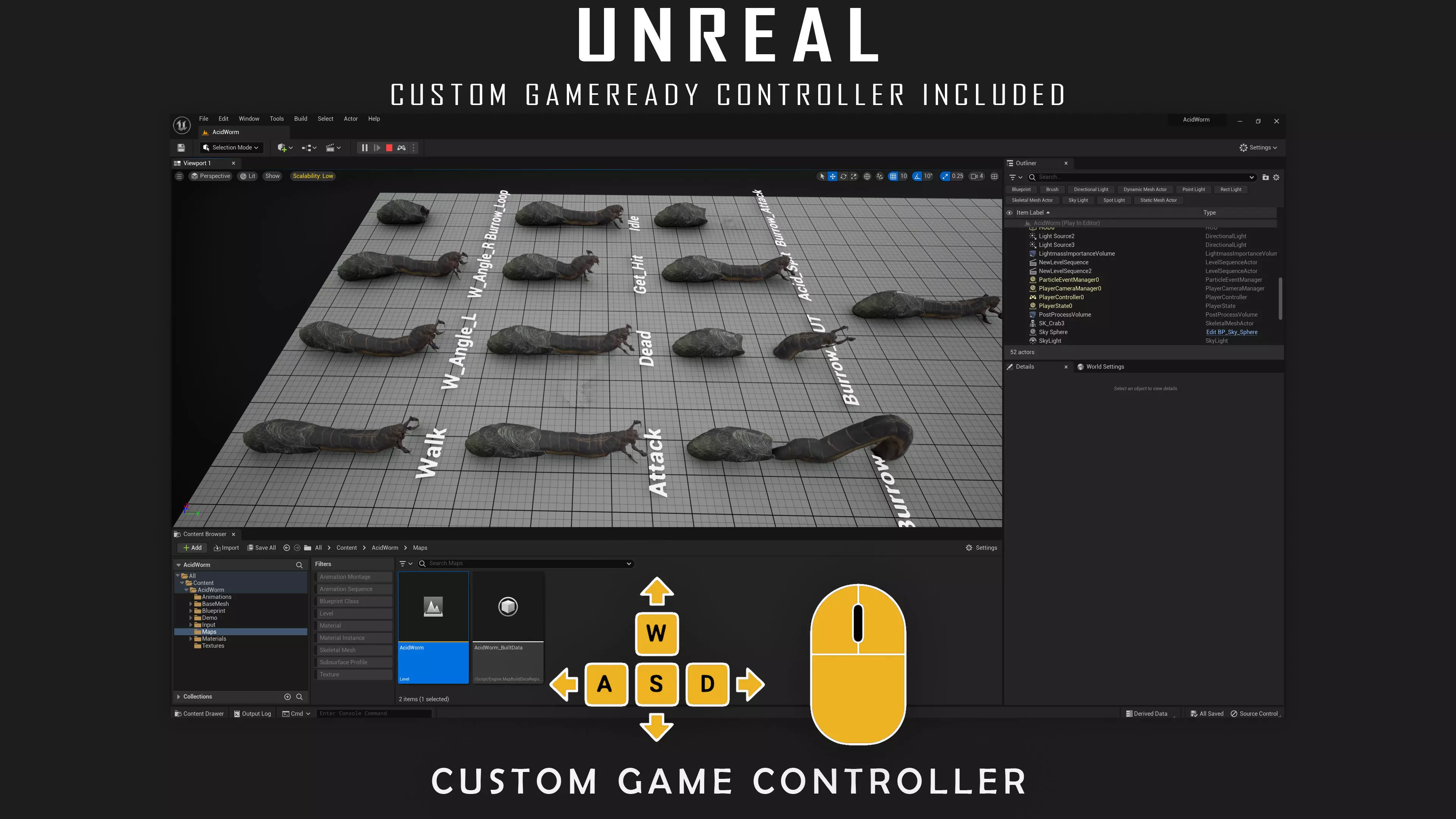 Abyssal Acid Worm - Shell Creature - 79 Low-poly 3D model_18