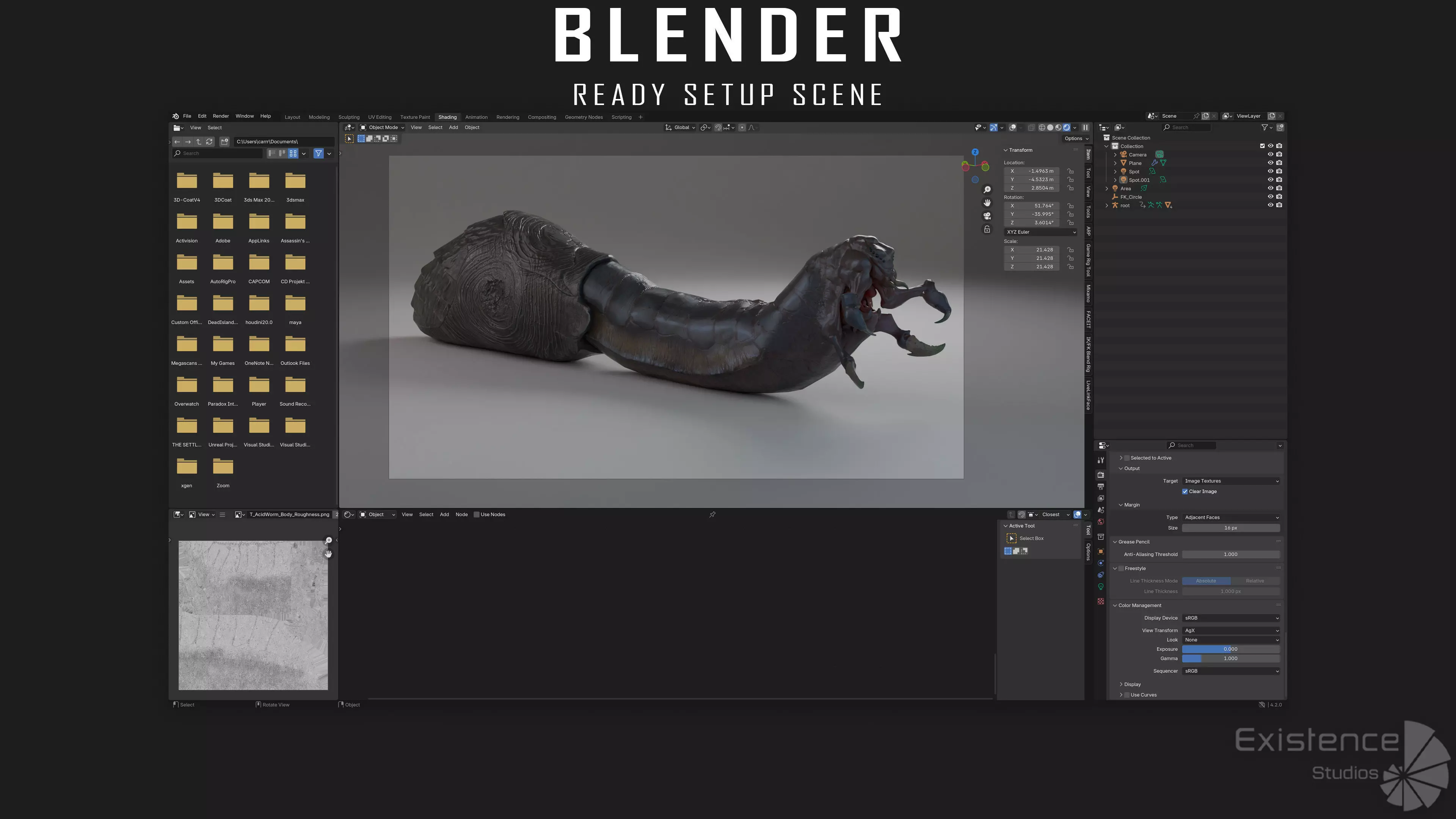 Abyssal Acid Worm - Shell Creature - 79 Low-poly 3D model_12