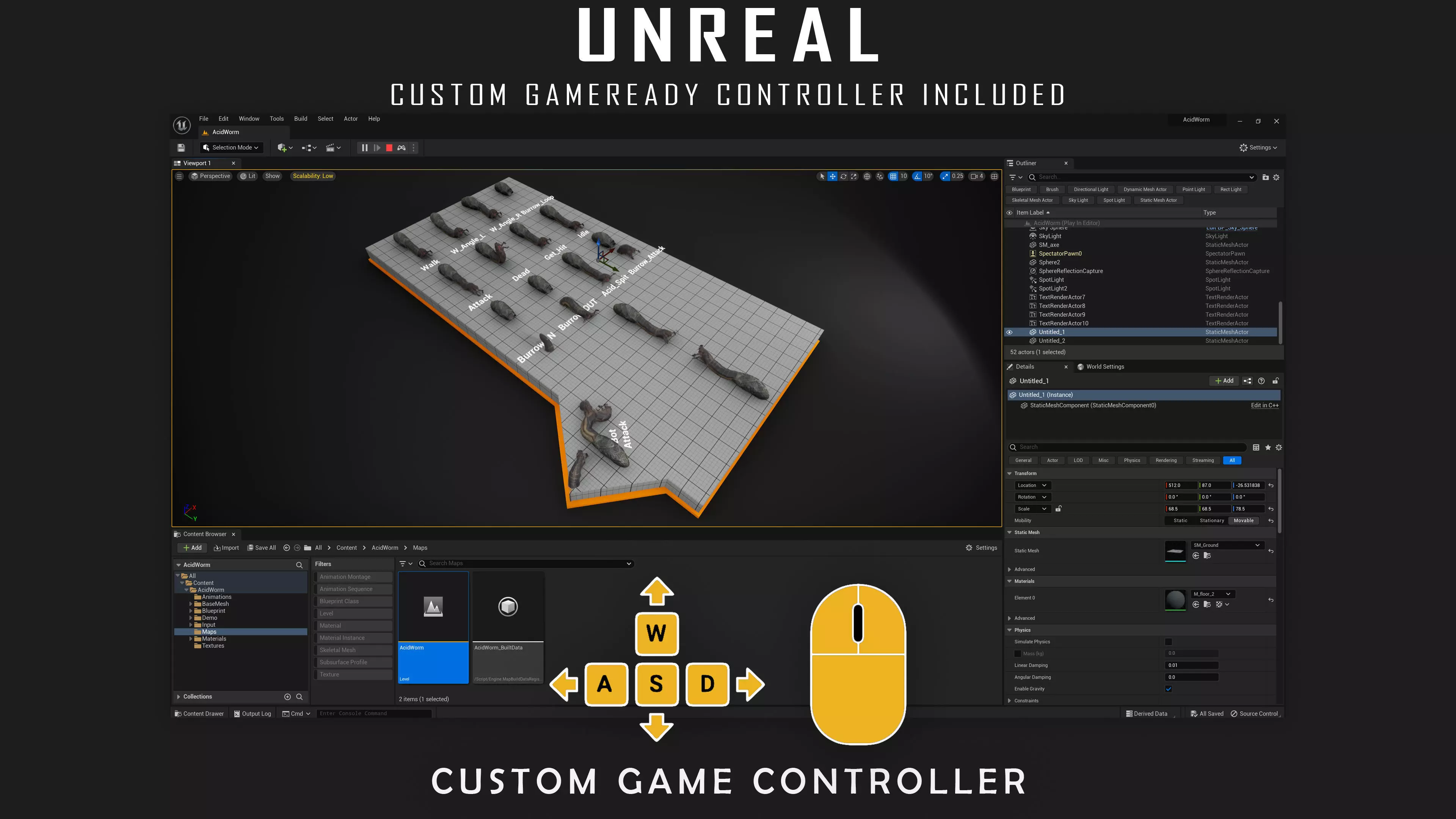 Abyssal Acid Worm - Shell Creature - 79 Low-poly 3D model_8