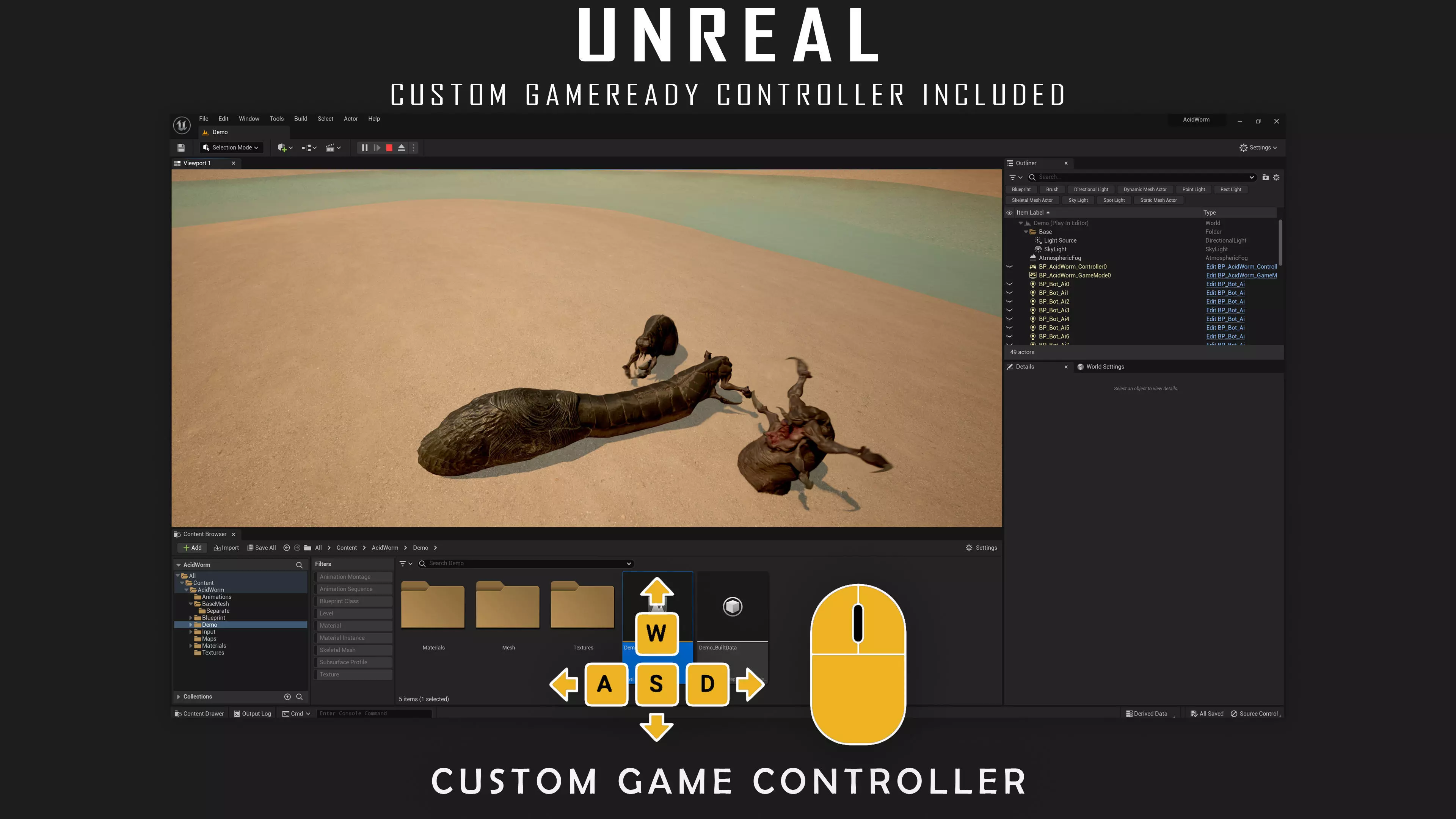 Abyssal Acid Worm - Shell Creature - 79 Low-poly 3D model_15
