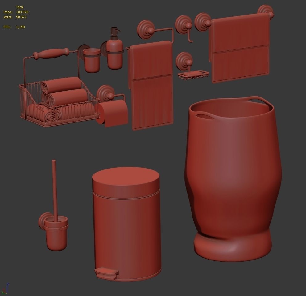 Classic set for bathrooms Vray and Corona 3D model_3