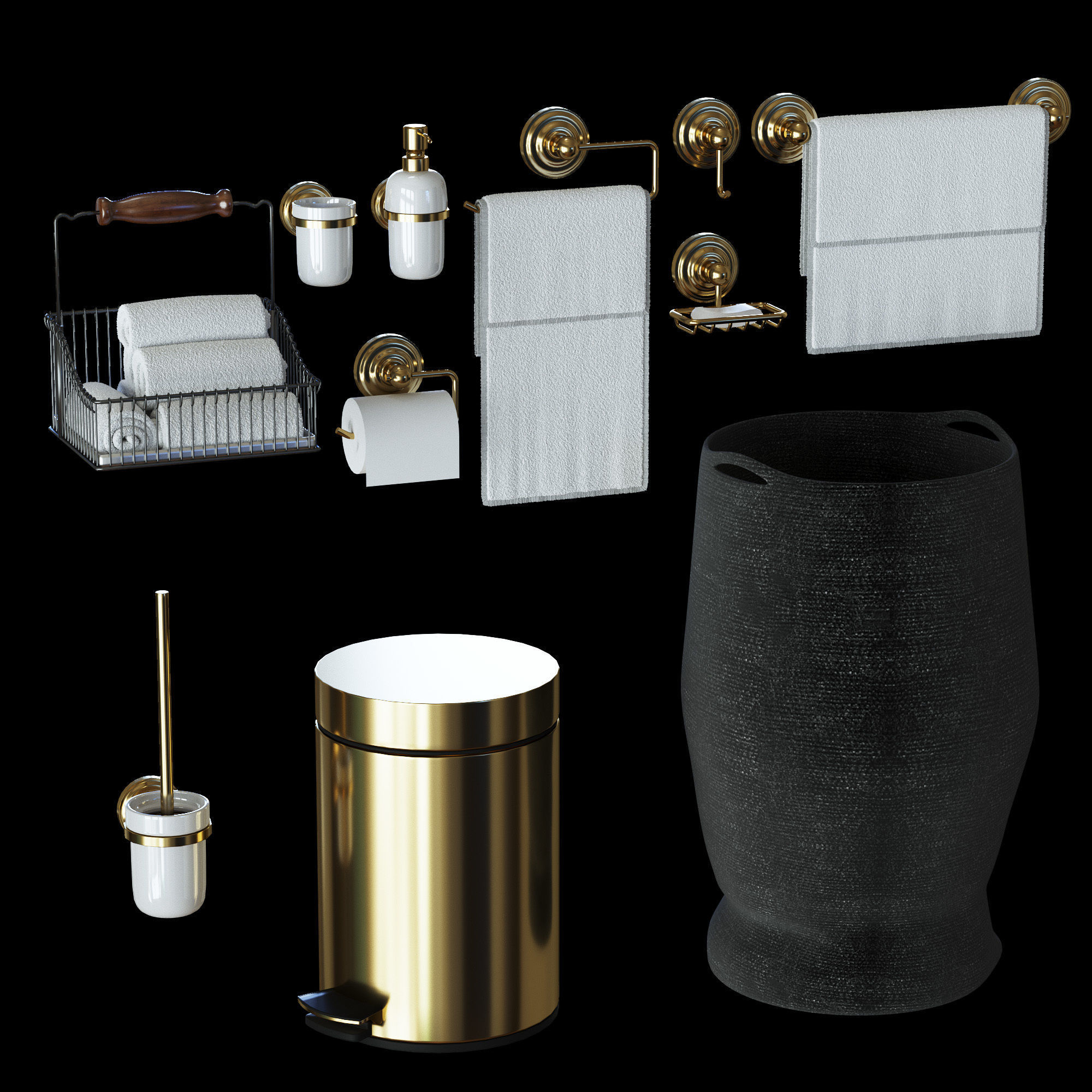 Classic set for bathrooms Vray and Corona 3D model_1