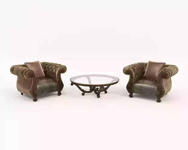 Classic European Style Coffee Table and Armchair 28