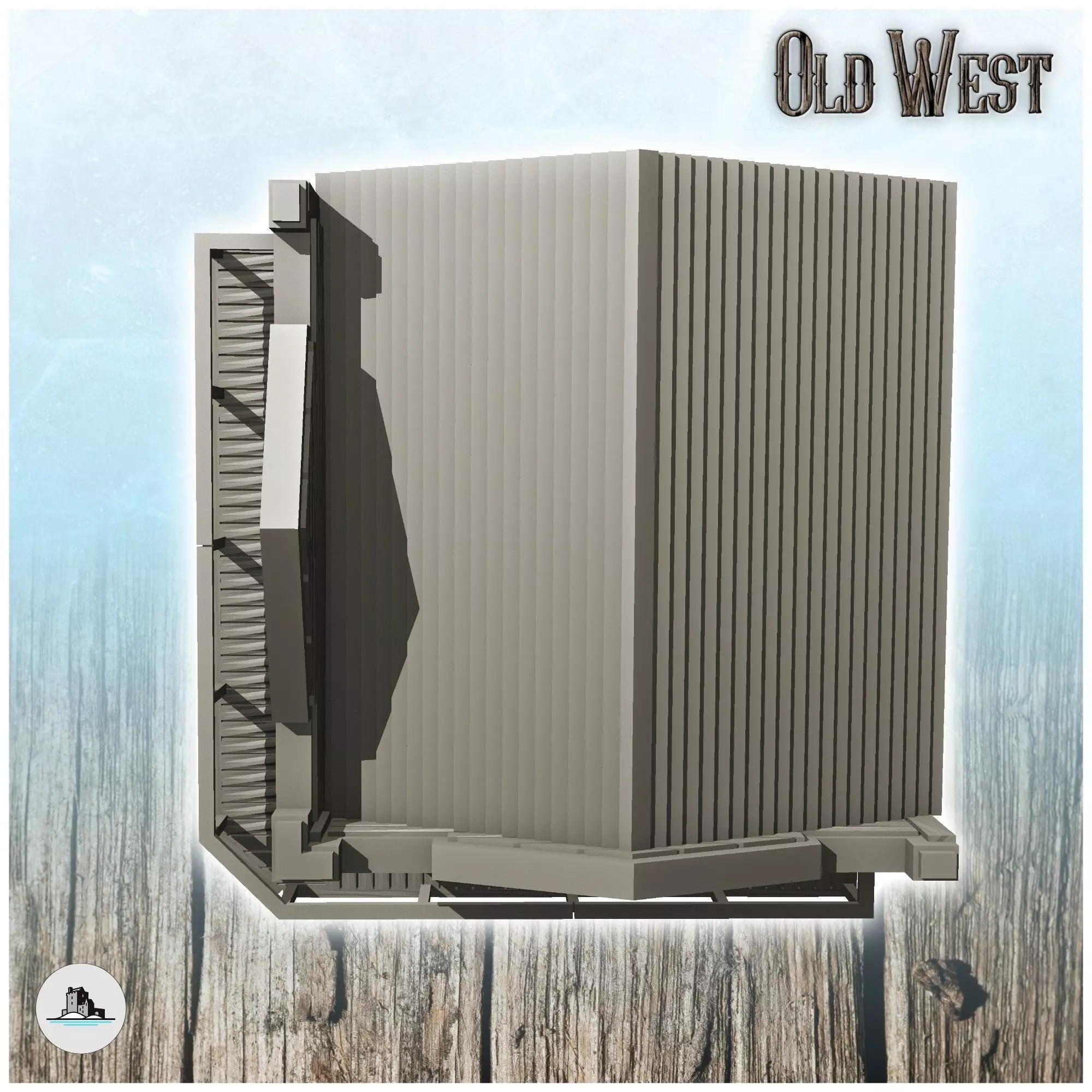 Corner saloon building with wooden balcony 9 - Cowboy USA Americ 3D print model_3