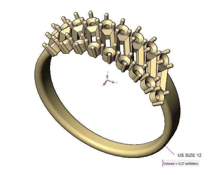 Tilted half eternity baguette and diamond ring US sizes 7to12 3D print model_12