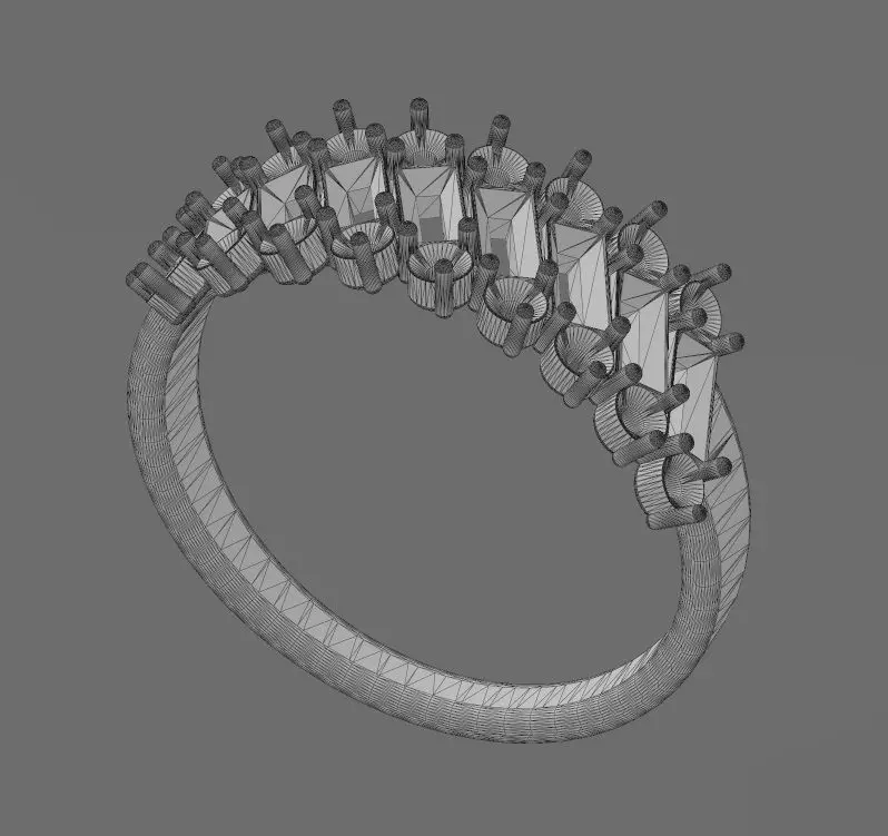 Tilted half eternity baguette and diamond ring US sizes 7to12 3D print model_14