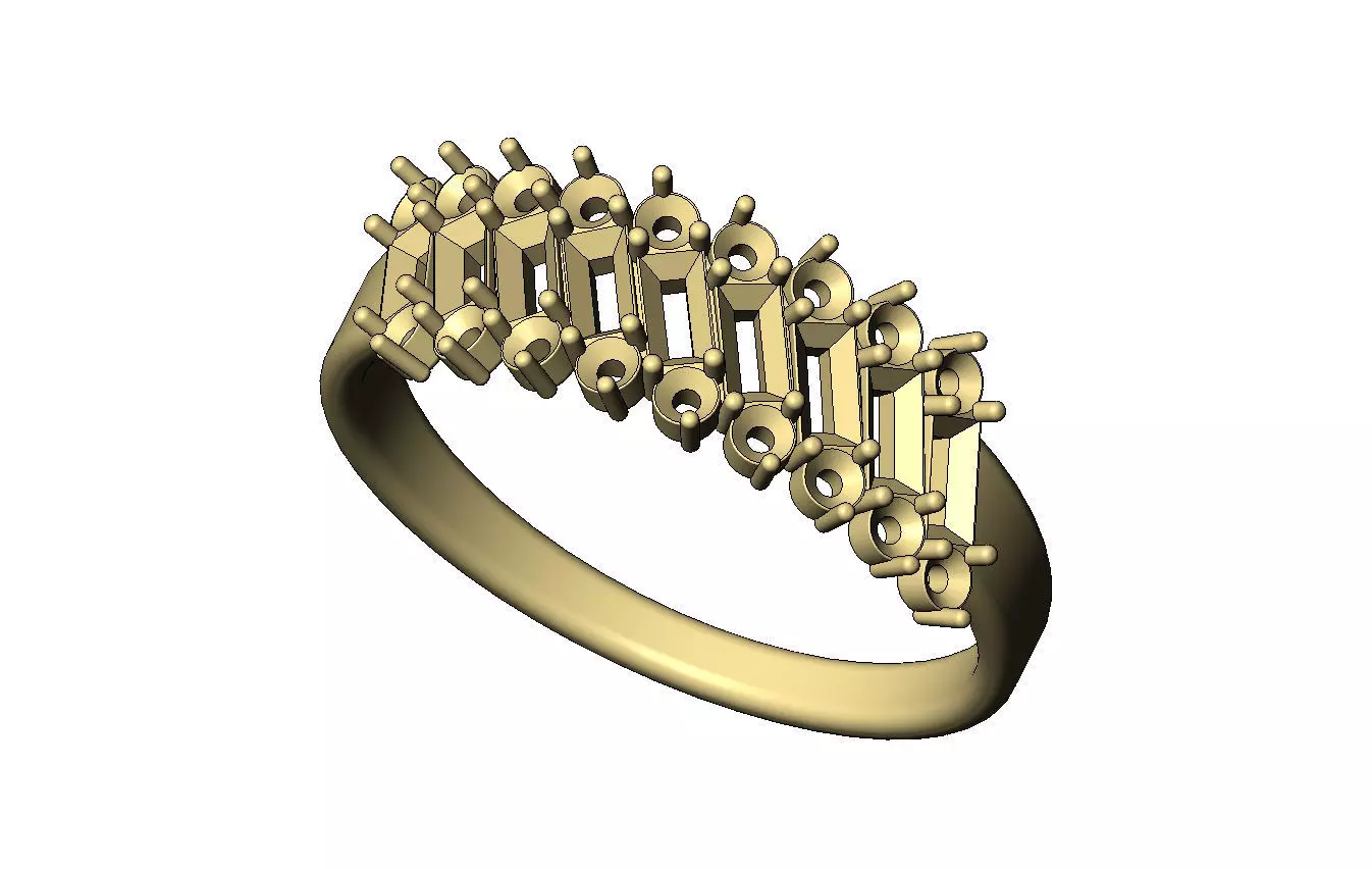 Tilted half eternity baguette and diamond ring US sizes 7to12 3D print model_5