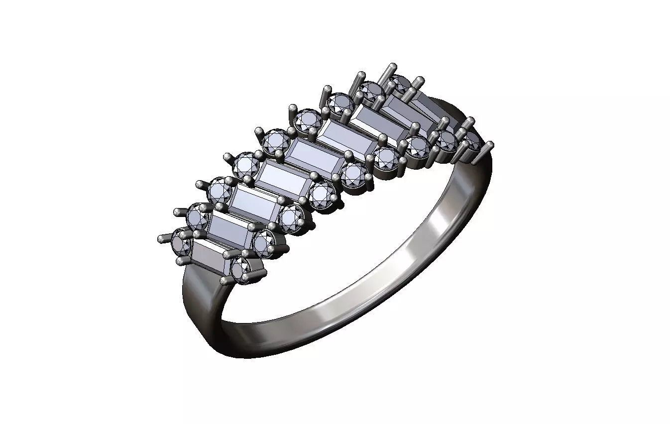 Tilted half eternity baguette and diamond ring US sizes 7to12 3D print model_9