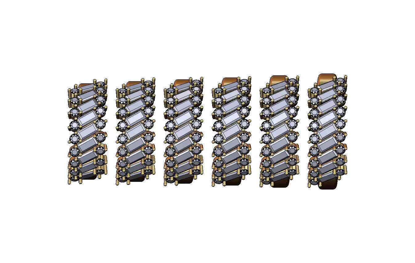 Tilted half eternity baguette and diamond ring US sizes 7to12 3D print model_1