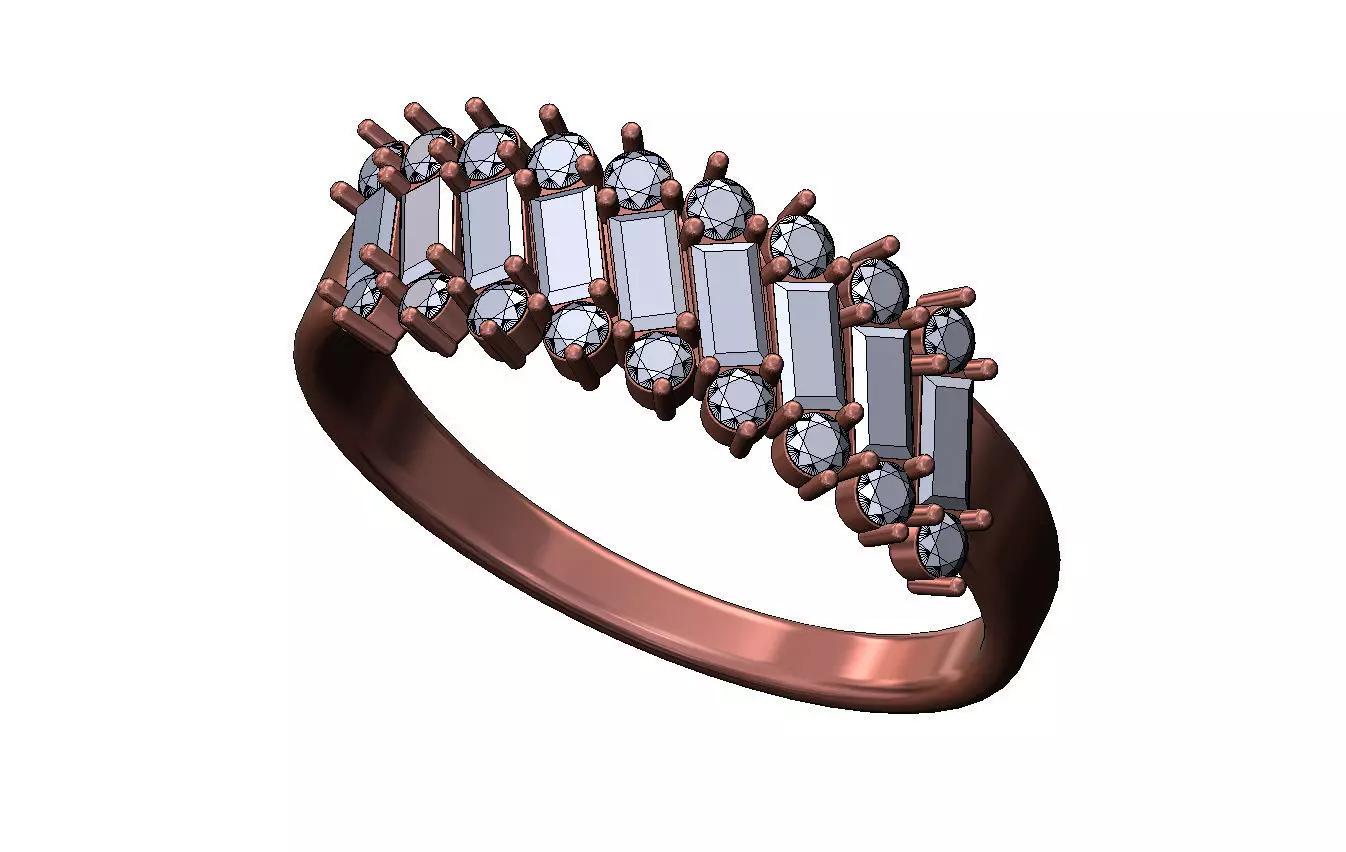Tilted half eternity baguette and diamond ring US sizes 7to12 3D print model_8