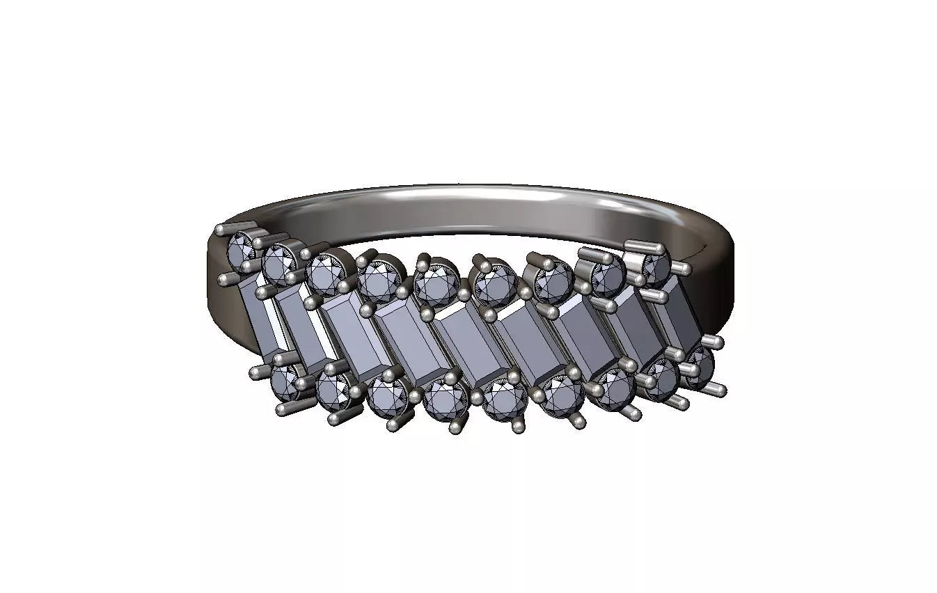 Tilted half eternity baguette and diamond ring US sizes 7to12 3D print model_10