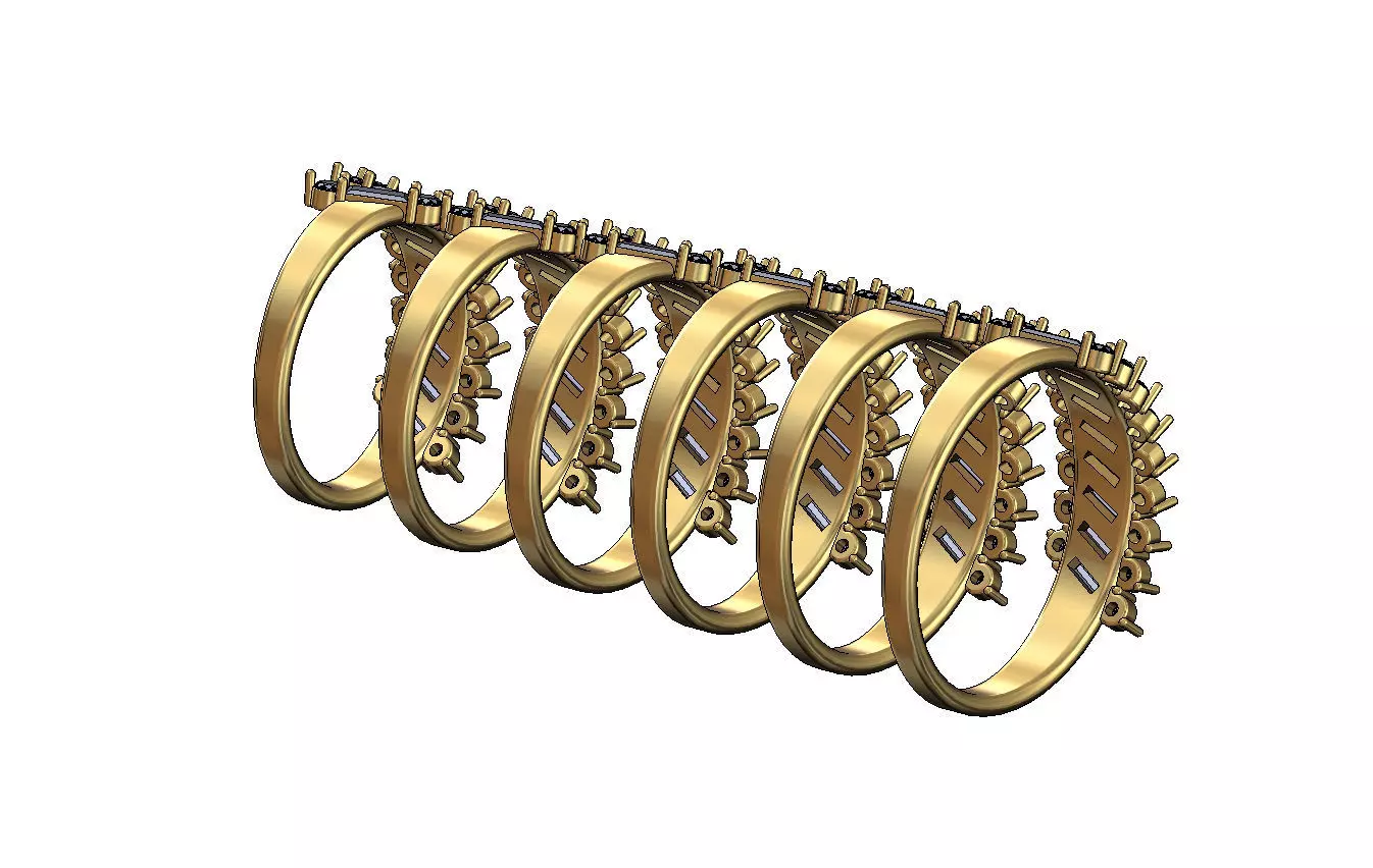 Tilted half eternity baguette and diamond ring US sizes 7to12 3D print model_3