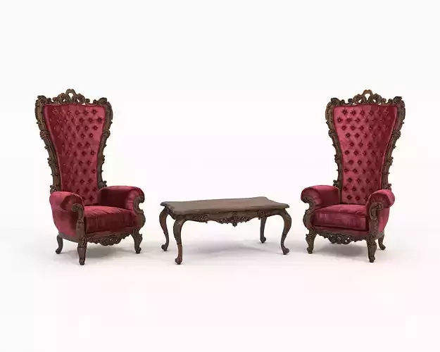 Classic European Style Coffee Table and Armchair 29